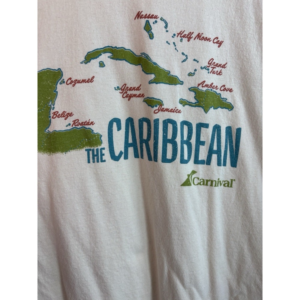 Carnival Cruise T-Shirt Caribbean 3XL Ivory  Island Graphic 100% Cotton